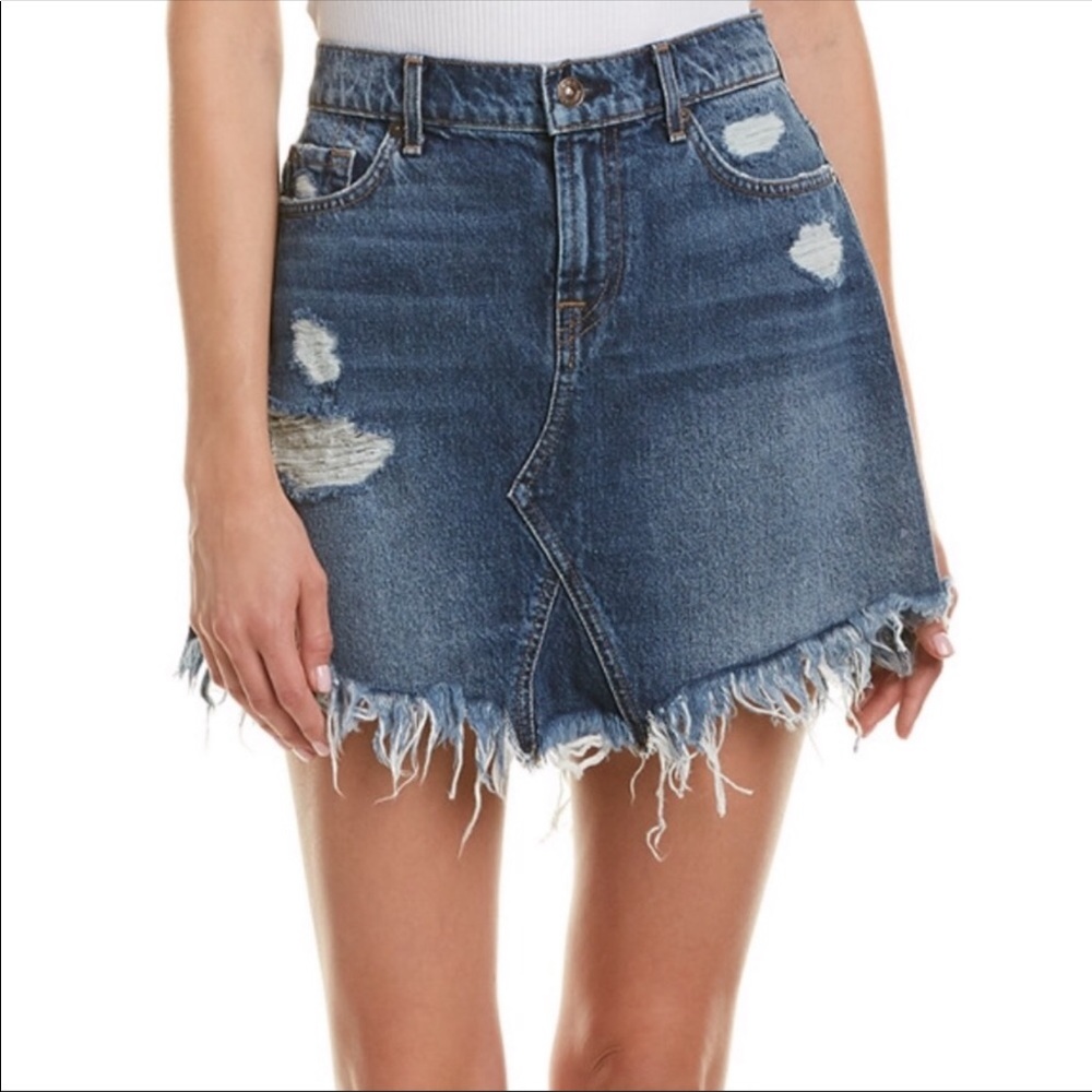 7 For All Mankind Frayed Denim Skirt 29